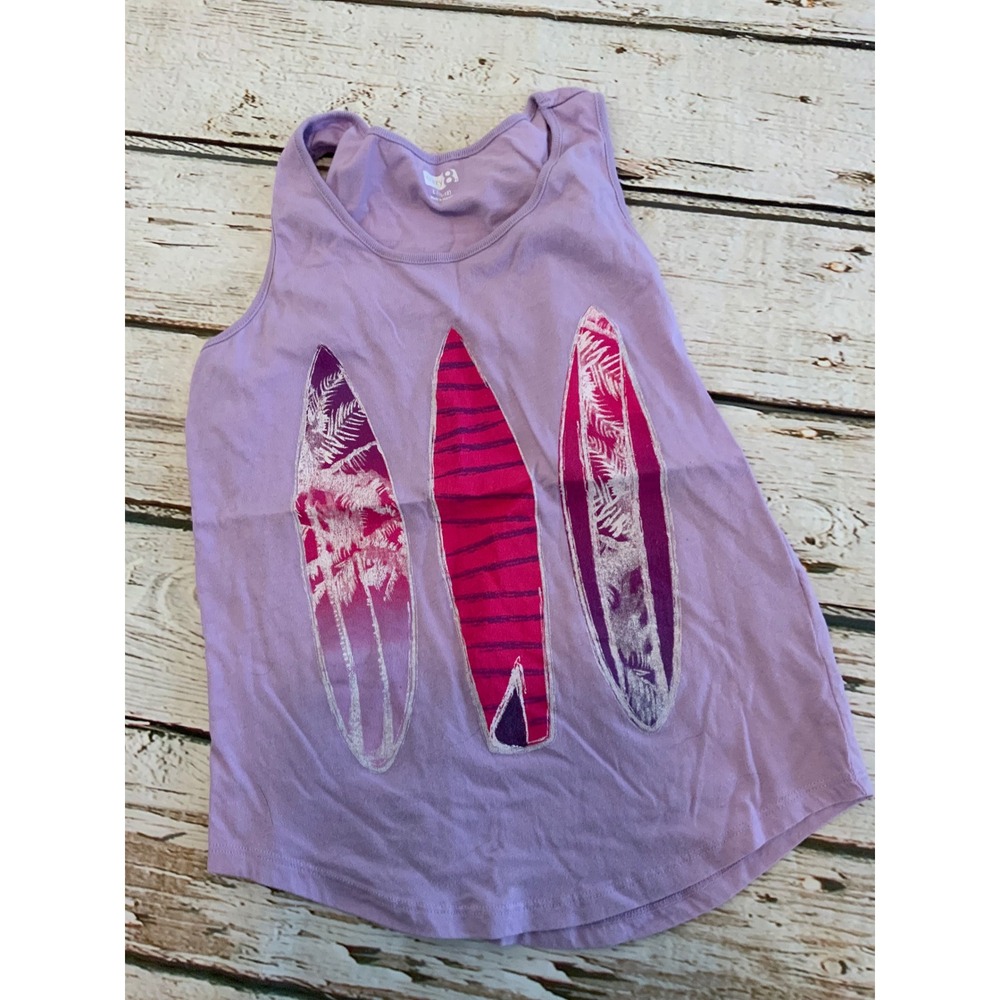 Crazy 8 Girls Large 10-12 Purple Surfboard Graphic Tank Top Sleeveless Shirt